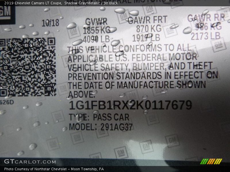 Shadow Gray Metallic / Jet Black 2019 Chevrolet Camaro LT Coupe