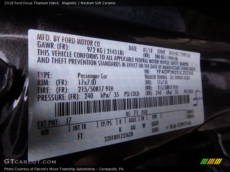 Magnetic / Medium Soft Ceramic 2018 Ford Focus Titanium Hatch