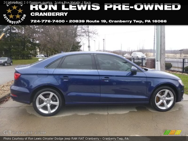 Scuba Blue Metallic / Black 2016 Audi A3 2.0 Premium quattro