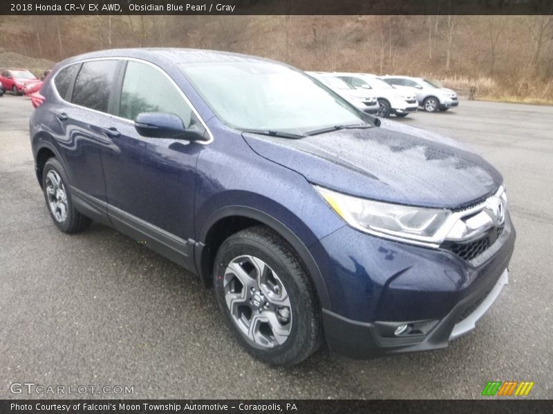 Obsidian Blue Pearl / Gray 2018 Honda CR-V EX AWD