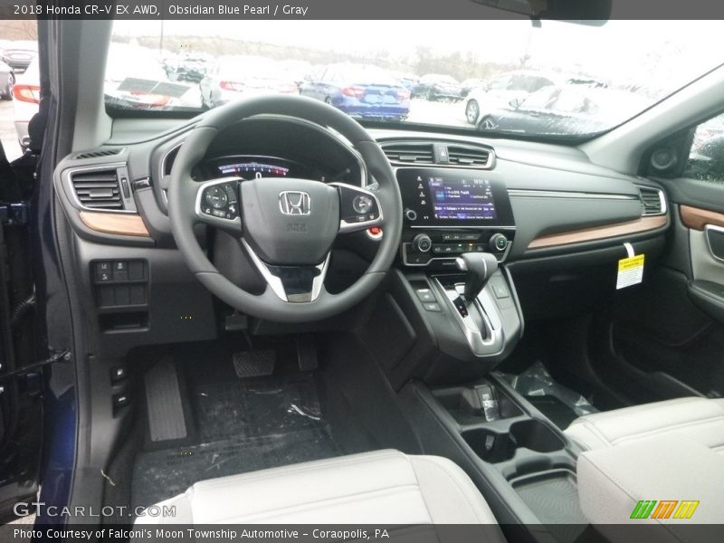 Obsidian Blue Pearl / Gray 2018 Honda CR-V EX AWD