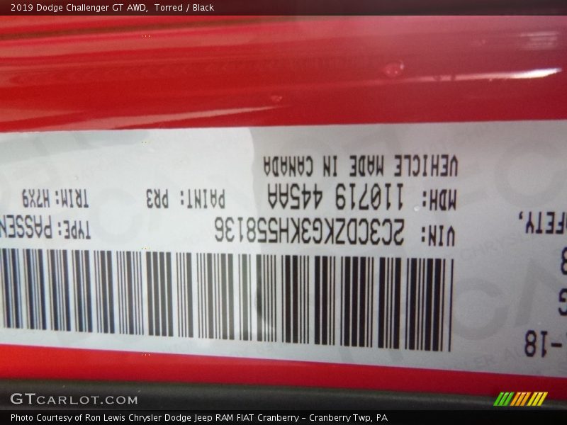 Torred / Black 2019 Dodge Challenger GT AWD