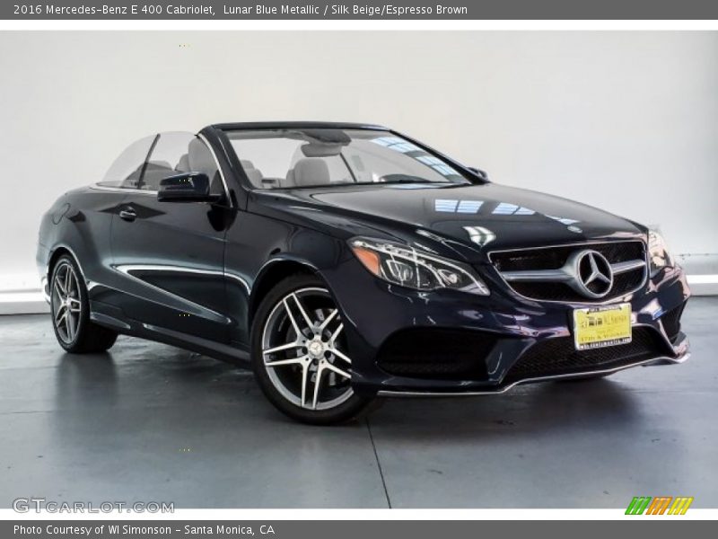 Lunar Blue Metallic / Silk Beige/Espresso Brown 2016 Mercedes-Benz E 400 Cabriolet