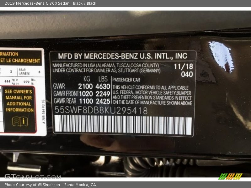 Black / Black 2019 Mercedes-Benz C 300 Sedan