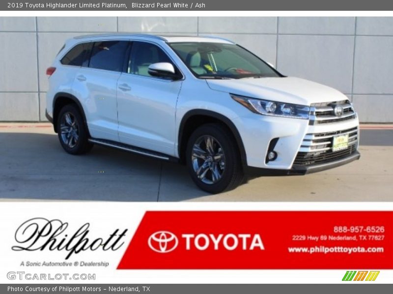Blizzard Pearl White / Ash 2019 Toyota Highlander Limited Platinum