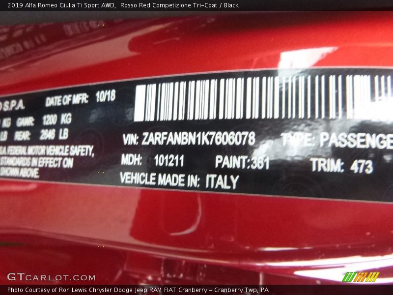 361 - 2019 Alfa Romeo Giulia Ti Sport AWD