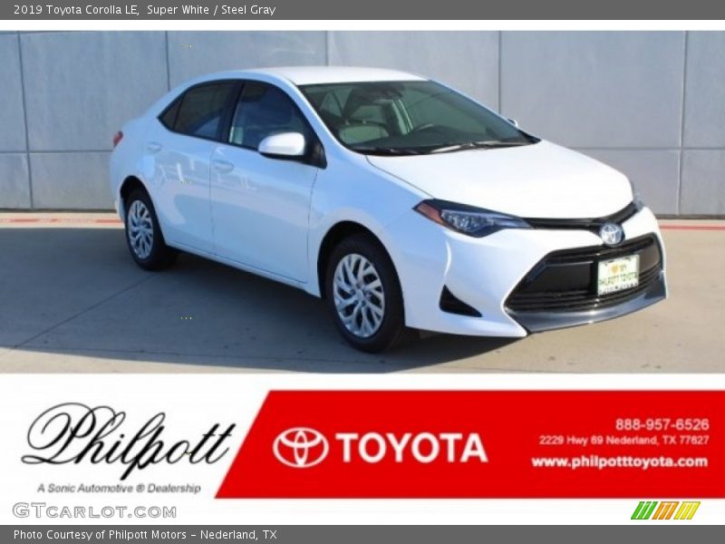 Super White / Steel Gray 2019 Toyota Corolla LE