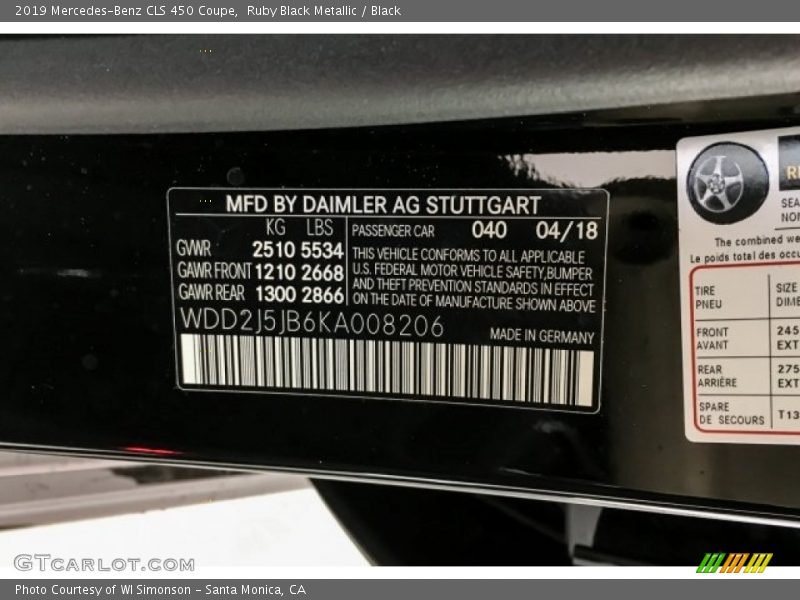 Ruby Black Metallic / Black 2019 Mercedes-Benz CLS 450 Coupe