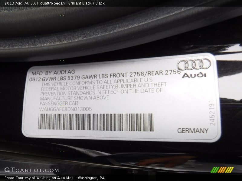 Brilliant Black / Black 2013 Audi A6 3.0T quattro Sedan