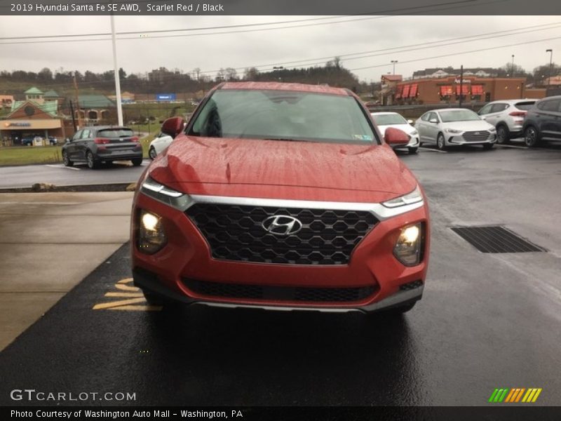 Scarlet Red / Black 2019 Hyundai Santa Fe SE AWD
