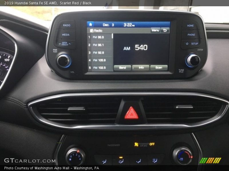 Scarlet Red / Black 2019 Hyundai Santa Fe SE AWD