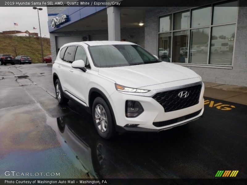 Quartz White / Espresso/Gray 2019 Hyundai Santa Fe SEL AWD