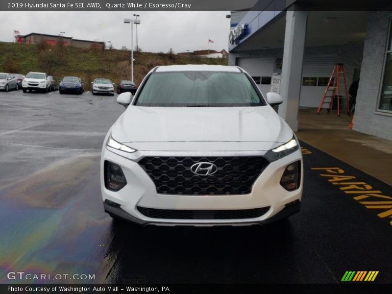 Quartz White / Espresso/Gray 2019 Hyundai Santa Fe SEL AWD