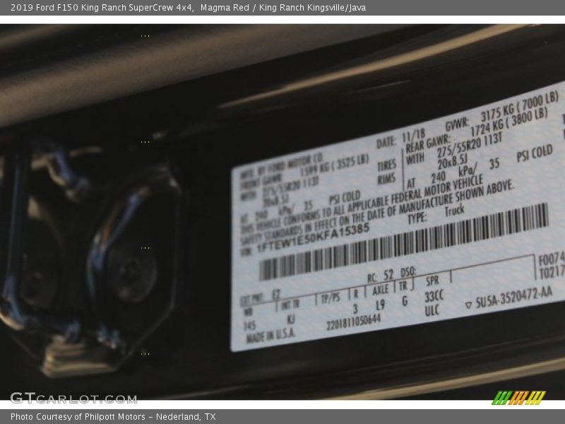Magma Red / King Ranch Kingsville/Java 2019 Ford F150 King Ranch SuperCrew 4x4