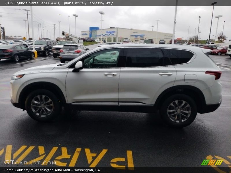 Quartz White / Espresso/Gray 2019 Hyundai Santa Fe SEL AWD