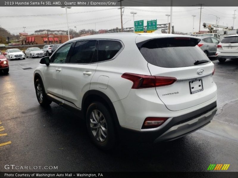 Quartz White / Espresso/Gray 2019 Hyundai Santa Fe SEL AWD