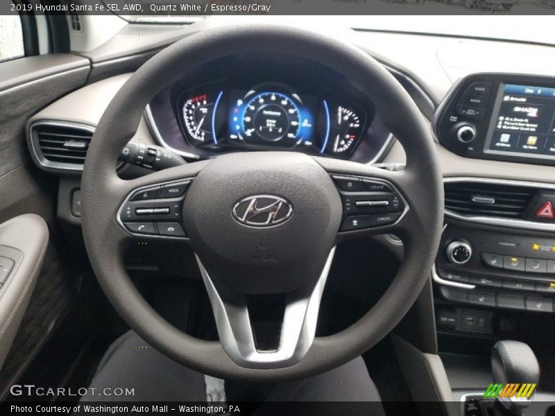 Quartz White / Espresso/Gray 2019 Hyundai Santa Fe SEL AWD