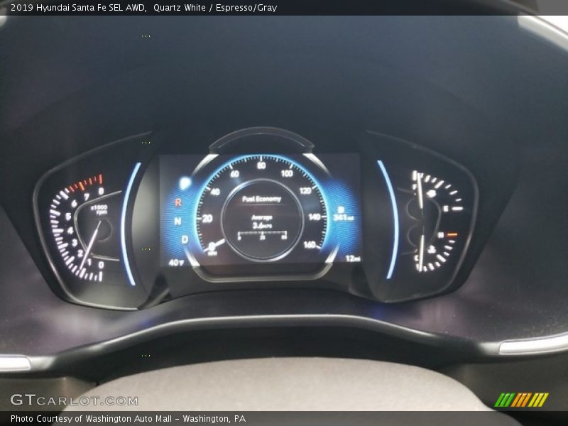 Quartz White / Espresso/Gray 2019 Hyundai Santa Fe SEL AWD