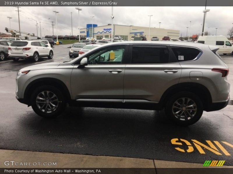 Symphony Silver / Espresso/Gray 2019 Hyundai Santa Fe SE AWD