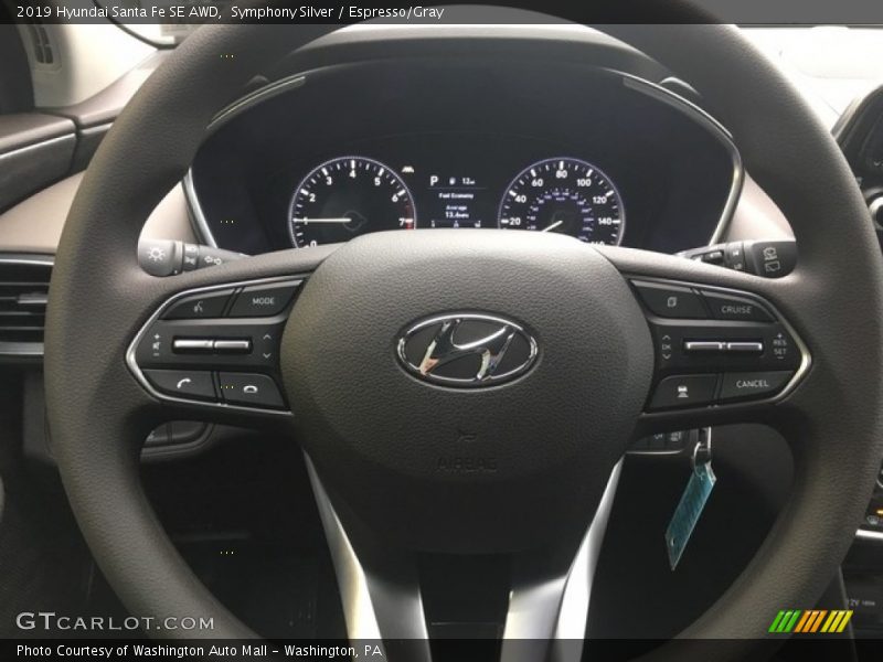 Symphony Silver / Espresso/Gray 2019 Hyundai Santa Fe SE AWD