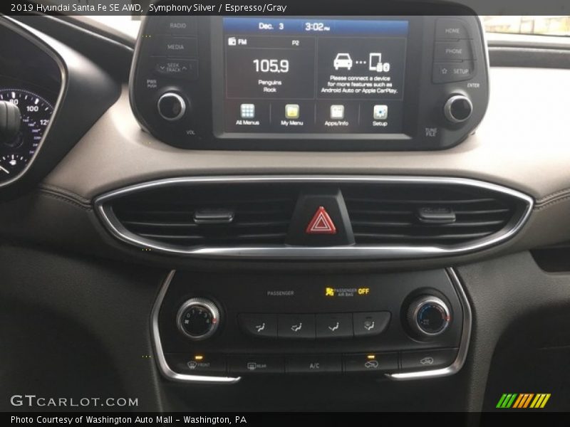 Symphony Silver / Espresso/Gray 2019 Hyundai Santa Fe SE AWD