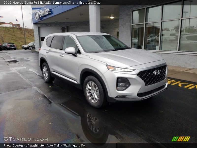 Symphony Silver / Espresso/Gray 2019 Hyundai Santa Fe SEL AWD