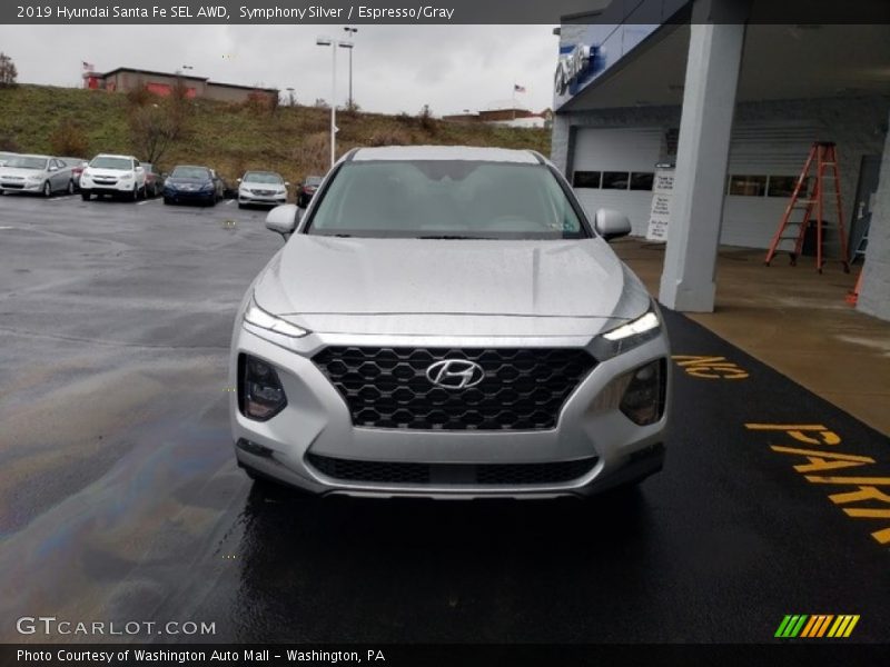 Symphony Silver / Espresso/Gray 2019 Hyundai Santa Fe SEL AWD