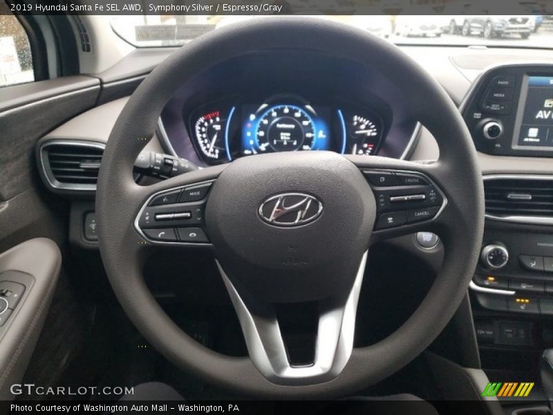 Symphony Silver / Espresso/Gray 2019 Hyundai Santa Fe SEL AWD