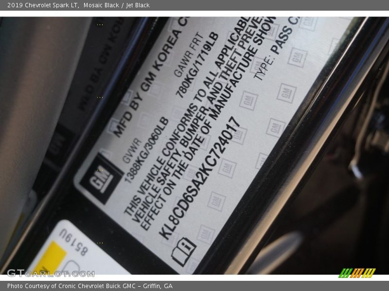 Mosaic Black / Jet Black 2019 Chevrolet Spark LT
