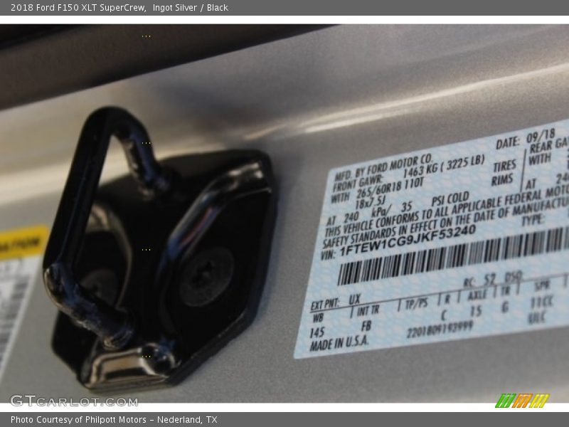 Ingot Silver / Black 2018 Ford F150 XLT SuperCrew