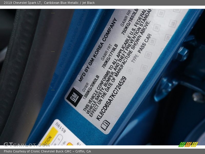 Caribbean Blue Metallic / Jet Black 2019 Chevrolet Spark LT