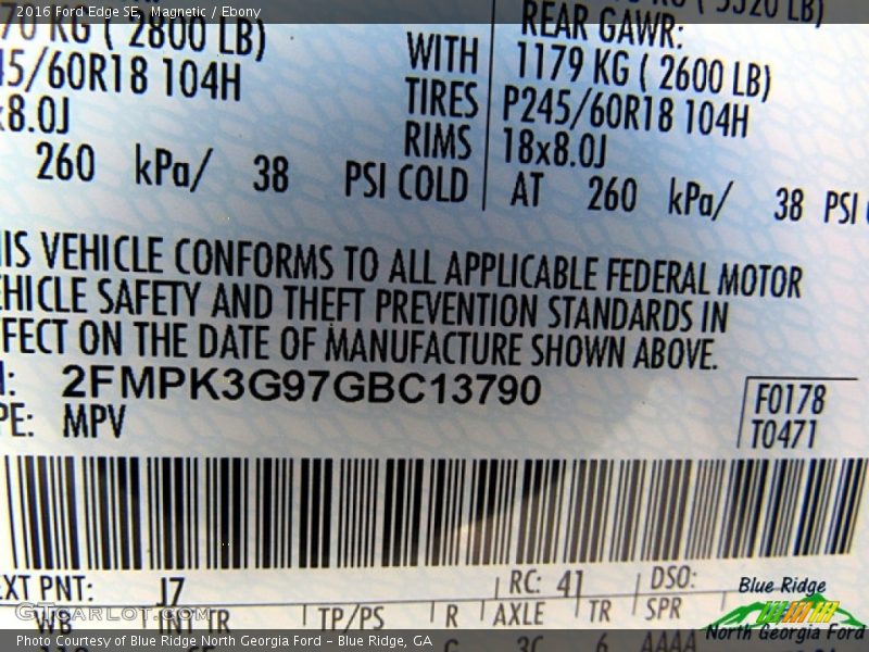 Magnetic / Ebony 2016 Ford Edge SE
