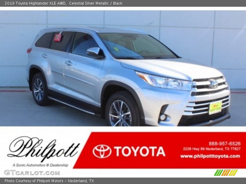 Celestial Silver Metallic / Black 2019 Toyota Highlander XLE AWD