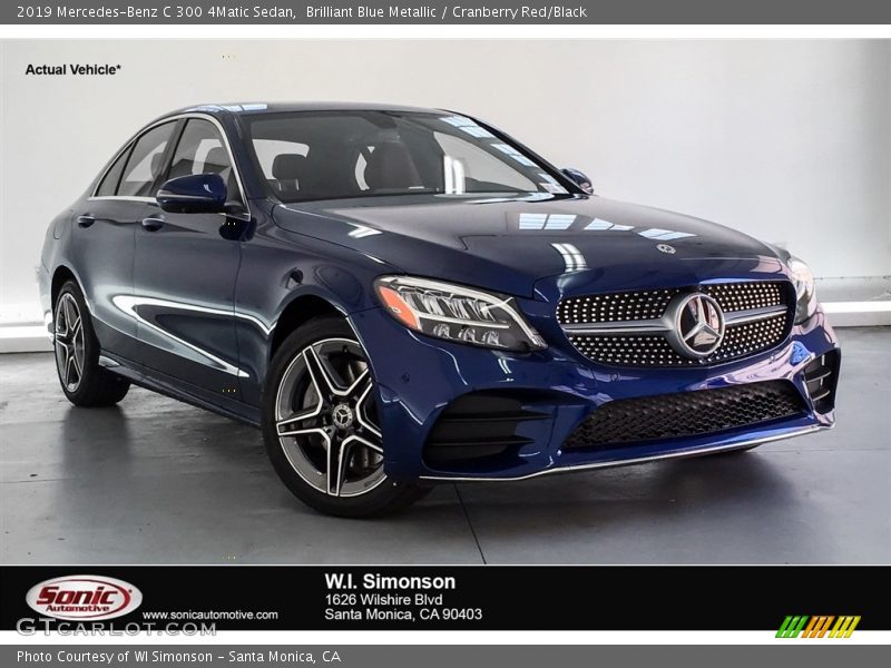 Brilliant Blue Metallic / Cranberry Red/Black 2019 Mercedes-Benz C 300 4Matic Sedan