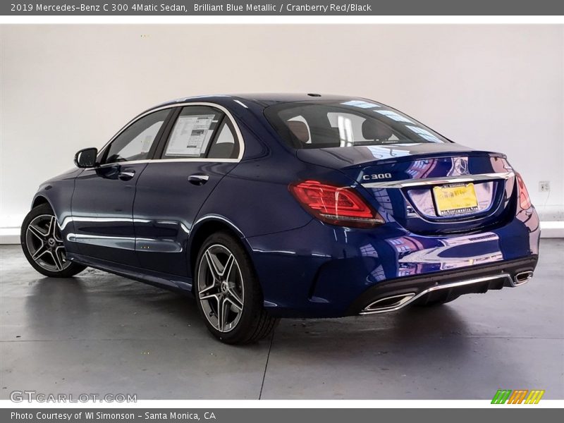 Brilliant Blue Metallic / Cranberry Red/Black 2019 Mercedes-Benz C 300 4Matic Sedan