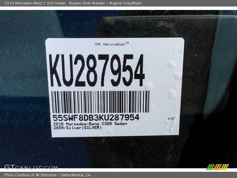 Mojave Silver Metallic / Magma Grey/Black 2019 Mercedes-Benz C 300 Sedan
