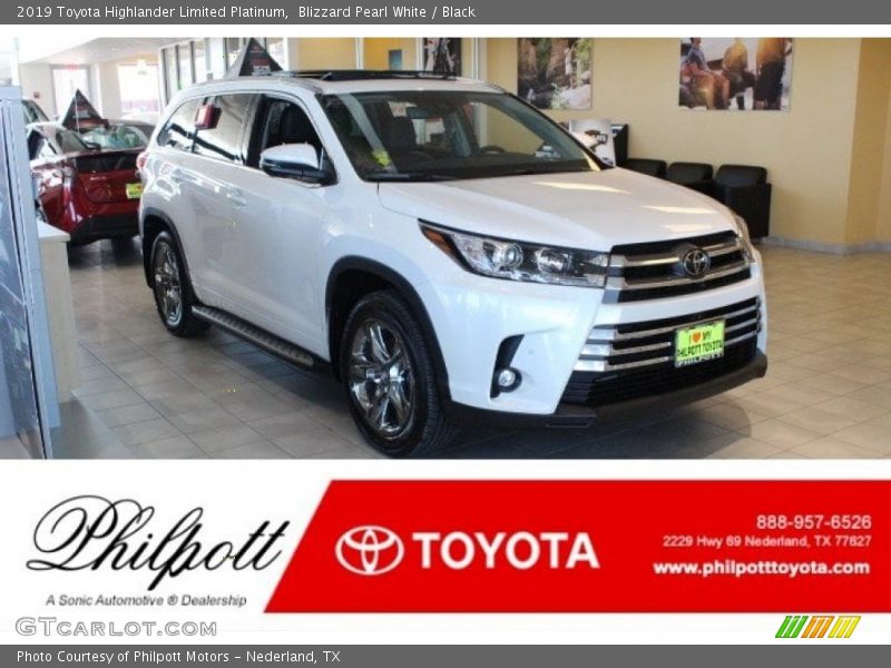 Blizzard Pearl White / Black 2019 Toyota Highlander Limited Platinum