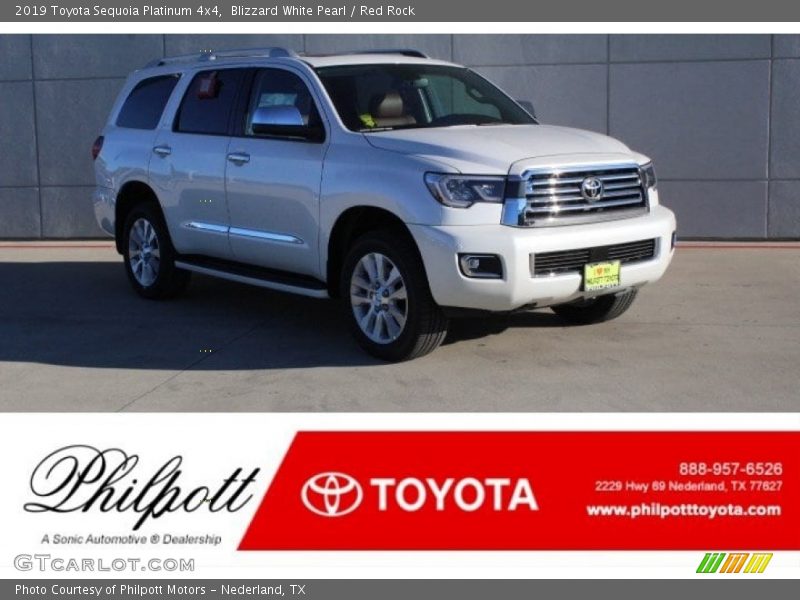 Blizzard White Pearl / Red Rock 2019 Toyota Sequoia Platinum 4x4