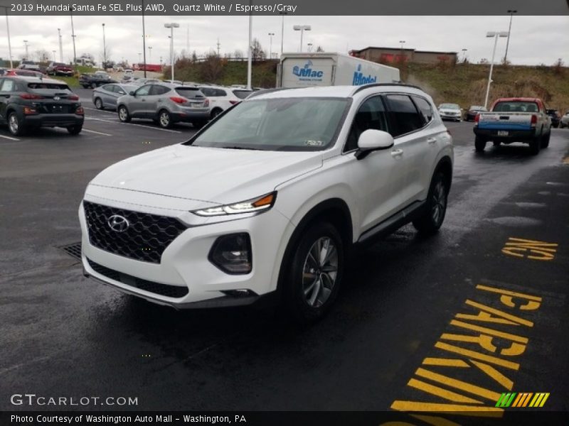 Quartz White / Espresso/Gray 2019 Hyundai Santa Fe SEL Plus AWD