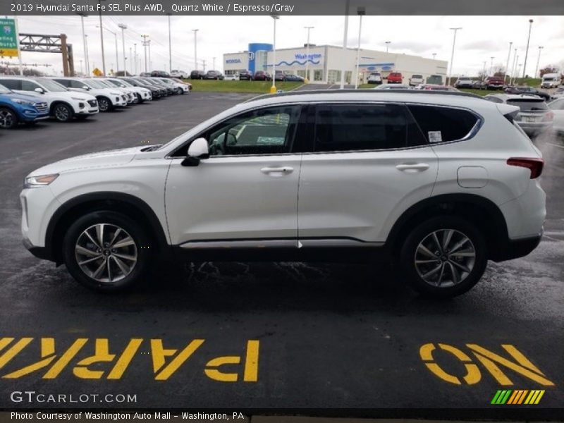 Quartz White / Espresso/Gray 2019 Hyundai Santa Fe SEL Plus AWD