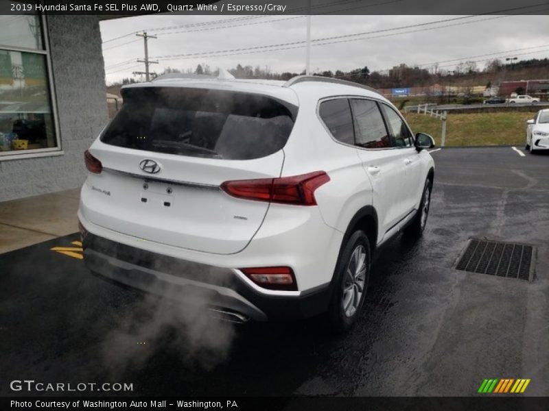 Quartz White / Espresso/Gray 2019 Hyundai Santa Fe SEL Plus AWD