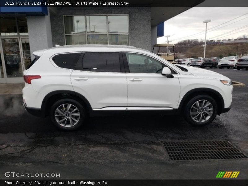 Quartz White / Espresso/Gray 2019 Hyundai Santa Fe SEL Plus AWD