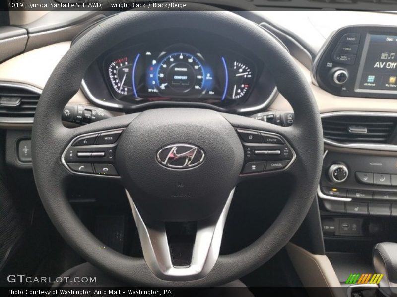 Twilight Black / Black/Beige 2019 Hyundai Santa Fe SEL AWD