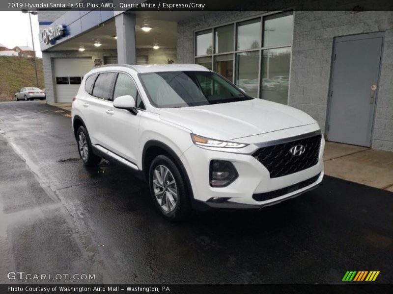 Quartz White / Espresso/Gray 2019 Hyundai Santa Fe SEL Plus AWD