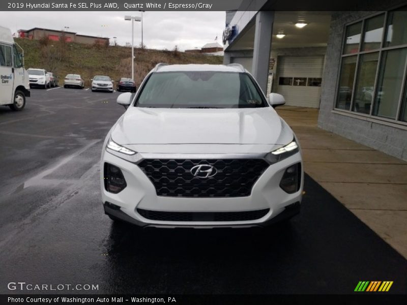 Quartz White / Espresso/Gray 2019 Hyundai Santa Fe SEL Plus AWD
