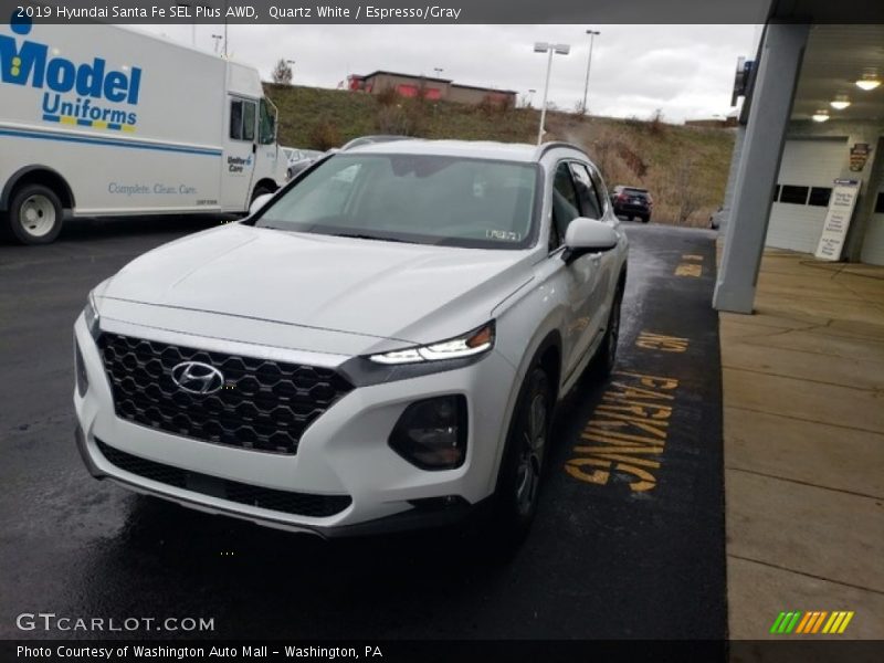 Quartz White / Espresso/Gray 2019 Hyundai Santa Fe SEL Plus AWD
