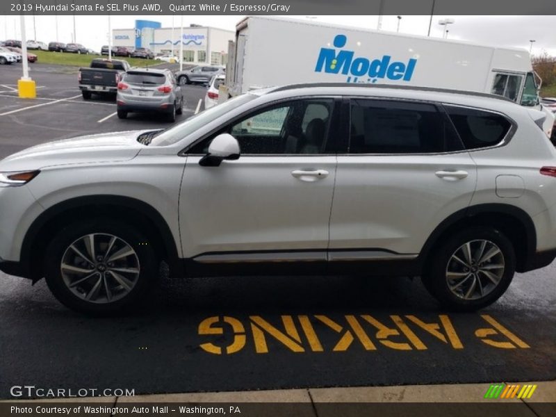 Quartz White / Espresso/Gray 2019 Hyundai Santa Fe SEL Plus AWD