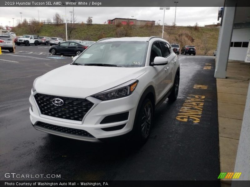 Winter White / Beige 2019 Hyundai Tucson SEL AWD