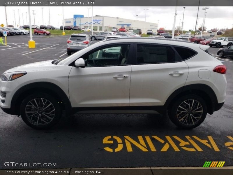 Winter White / Beige 2019 Hyundai Tucson SEL AWD