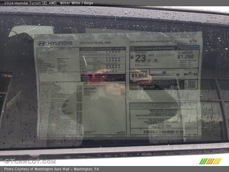  2019 Tucson SEL AWD Window Sticker